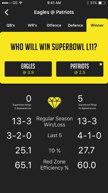 Head to head UI Layout Screen 3