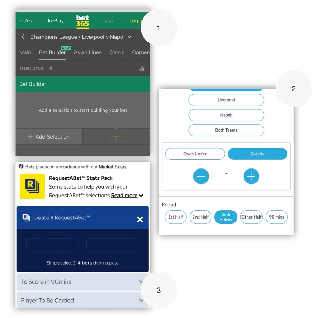 Screenshots of other betting apps